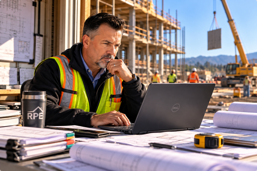 Construction Manager Reviewing Site Plans